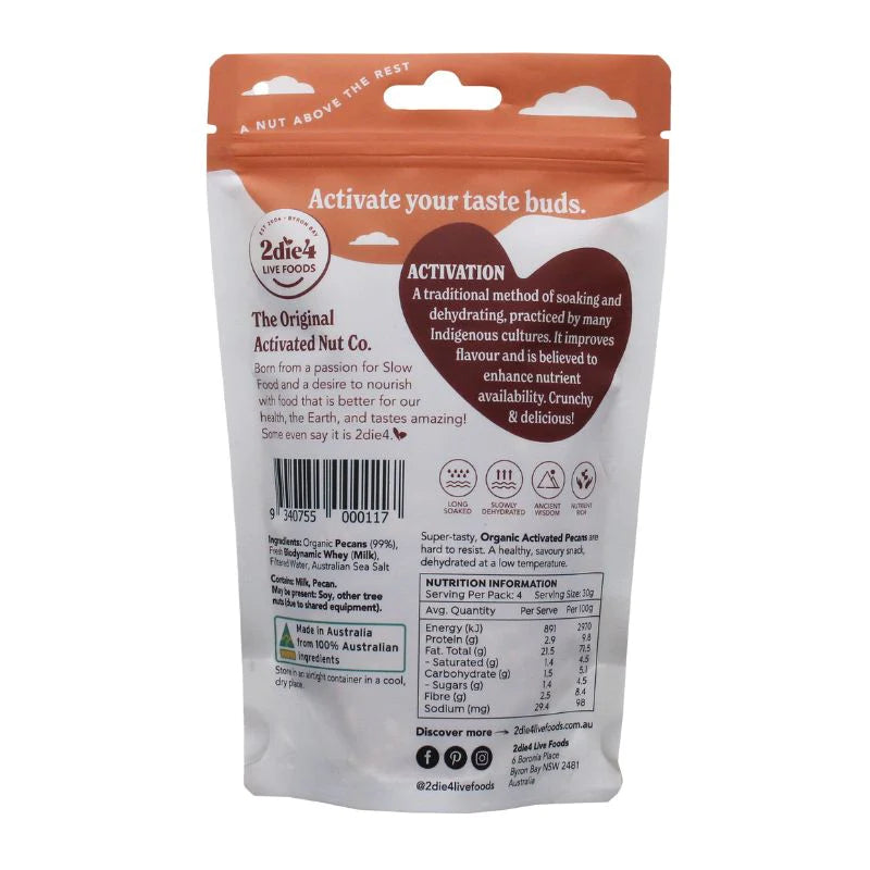 2die4 Activated Organic Pecans | 120g - Melbourne Natural